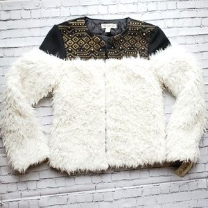 NWT Vintage America wool blend faux fur jacket